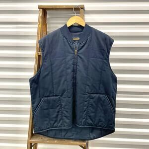 Vintage Mechanic Quilted Blue Full Zip Up Vest